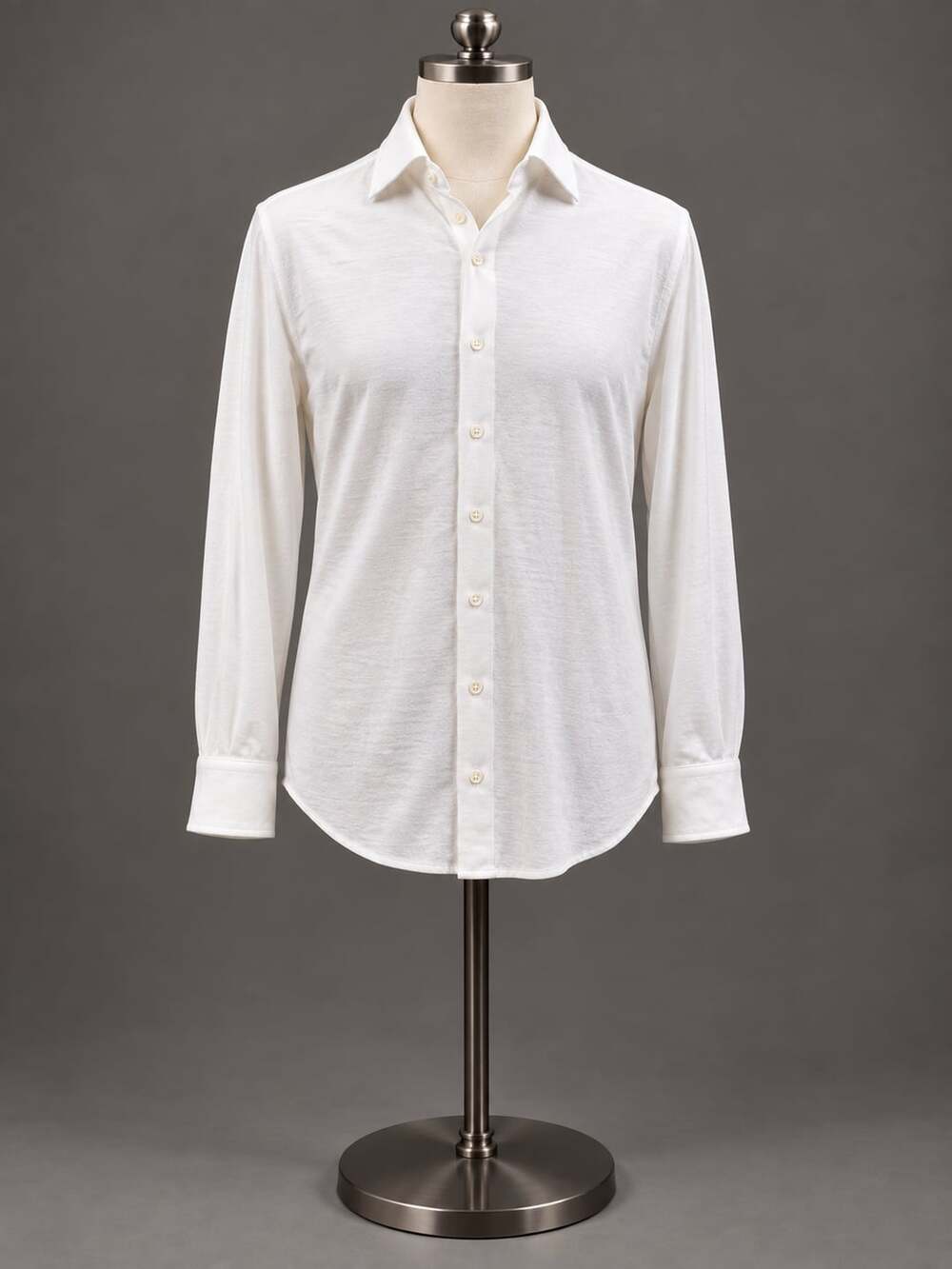 Orian Fluid Evolution White Jersey Knit Dress Shirt Mens L 42 16.5 Made In Italy